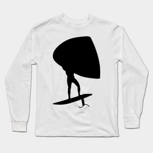 Wing surfer doing wingfoiling with foil wing Long Sleeve T-Shirt